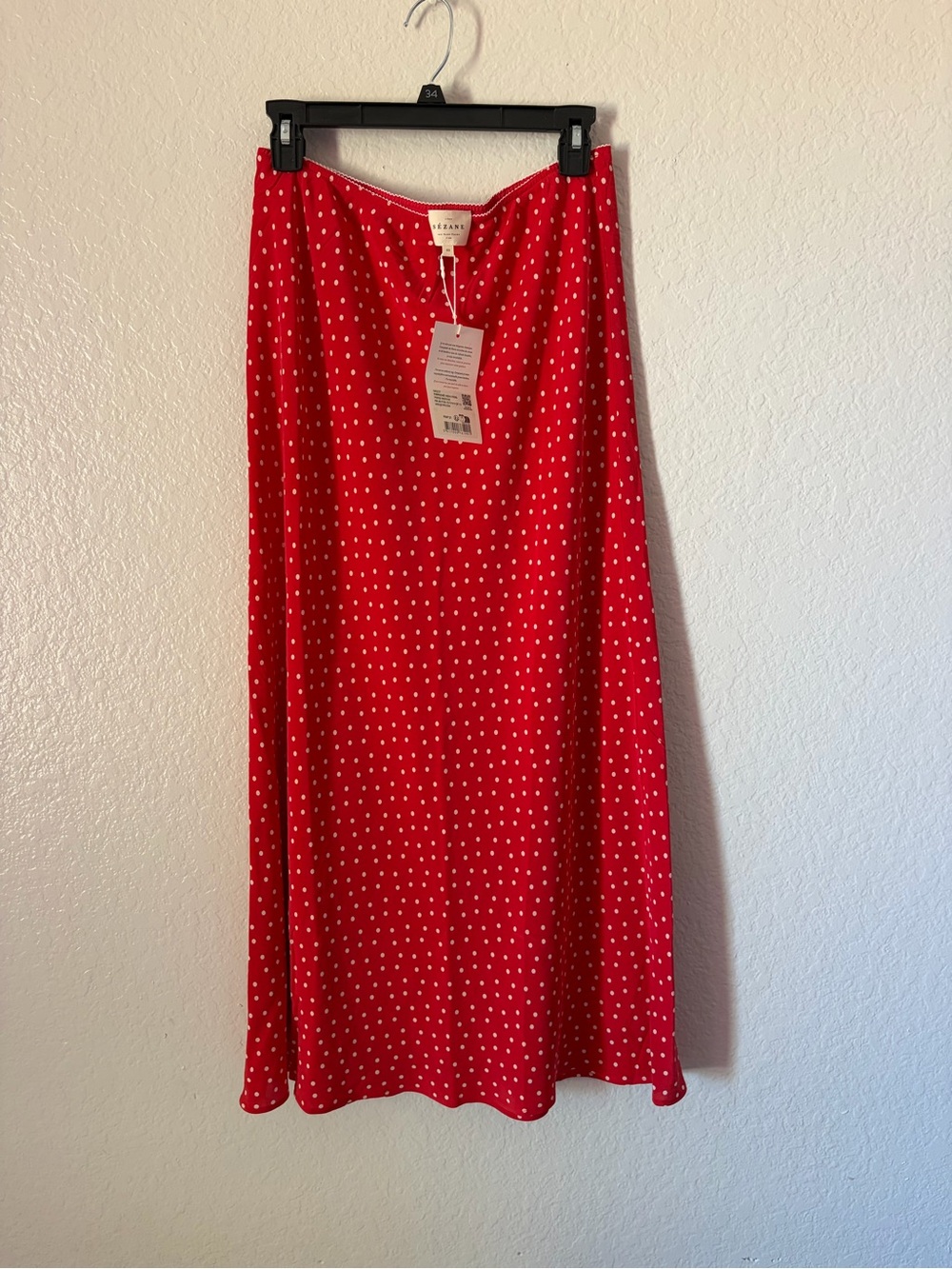 NWT Sezane Size 8 Sally Skirt Red w/ White Polka Dots